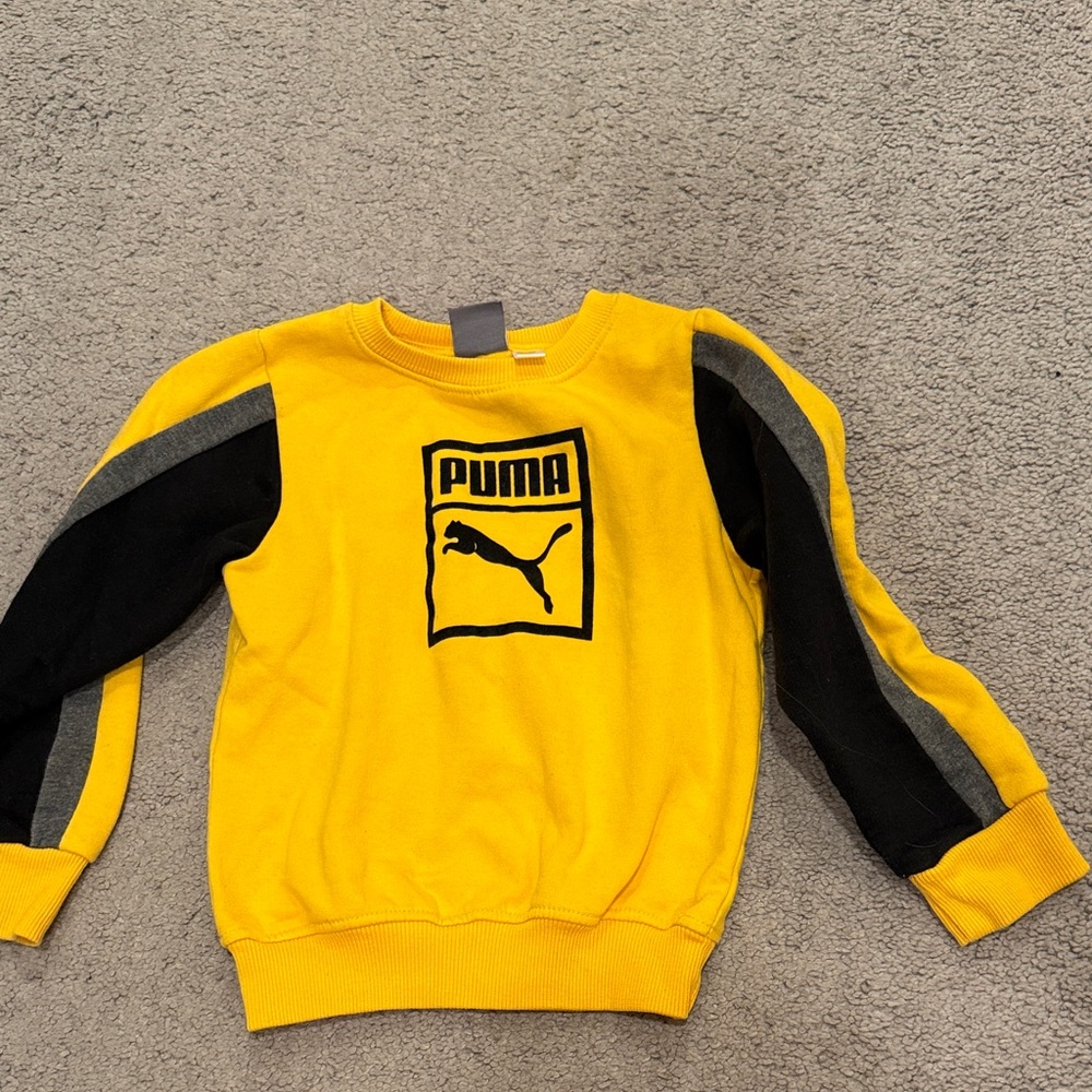 Puma Kids Vibrant Yellow and Black Hoodie